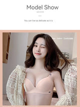 INTIMO SECRETS English Ice Silk Bra Set – Thick Cup, Wire-Free, Gathered Lingerie