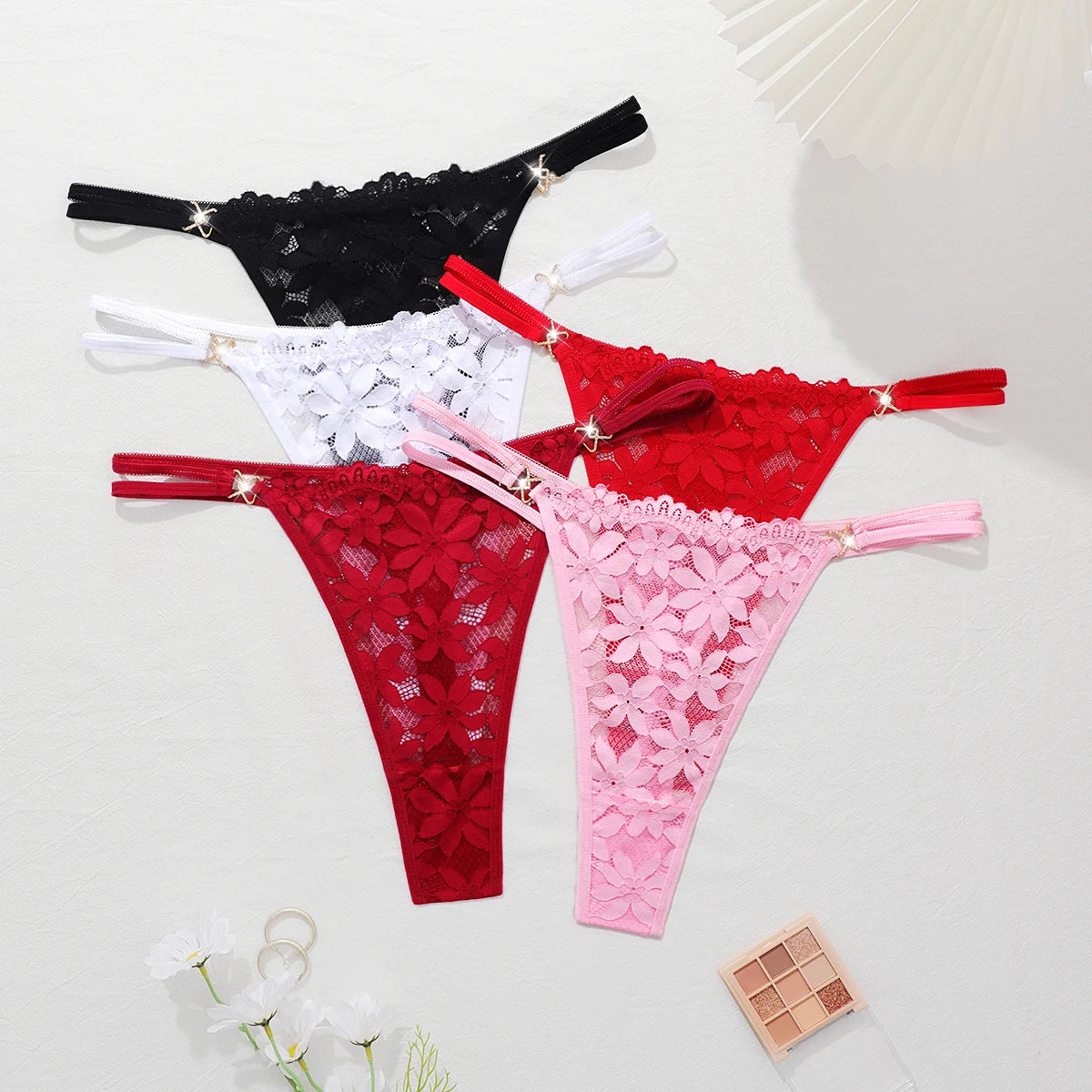 INTIMO SECRETS 5-Pack Multi-Color Plus-Size Women’s Sexy G-String Thongs – Elegant Lingerie 1XL-4XL