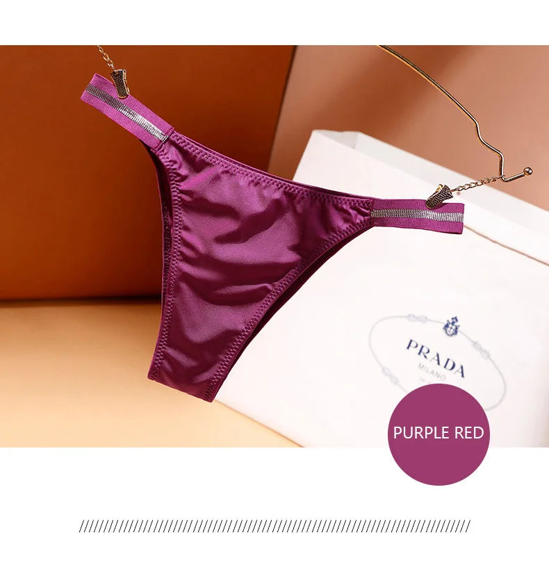 INTIMO SECRETS Ice Silk Thongs – Seamless Low-Waist G-String Underwear for Women