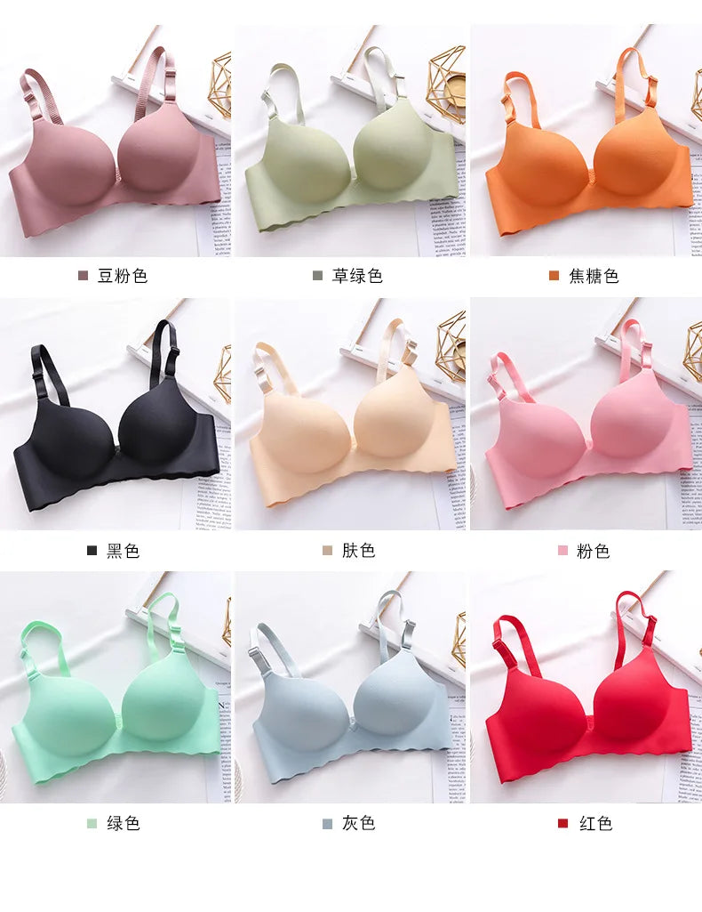 Sexy Push Up Bra Corset Wireless One-Piece Breathable Underwear Gathered Uphold Bra Set for Women Lingerie Seamless Bralette