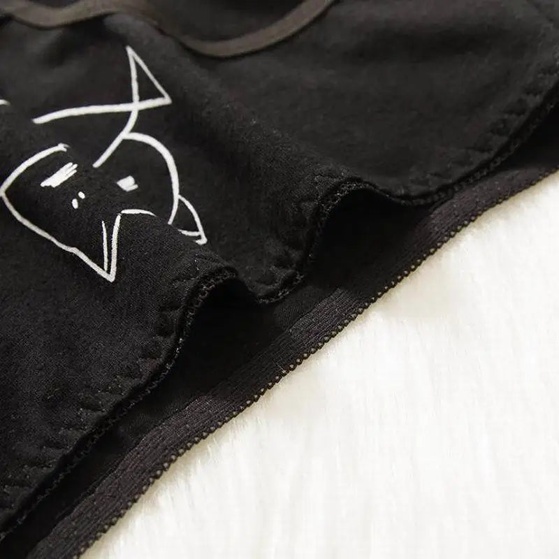 3 Pcs Cartoon Print Black Plus Size Triangle Underwear Cotton Panties Women's Breathable Soft Lingerie Girls Female Underpants