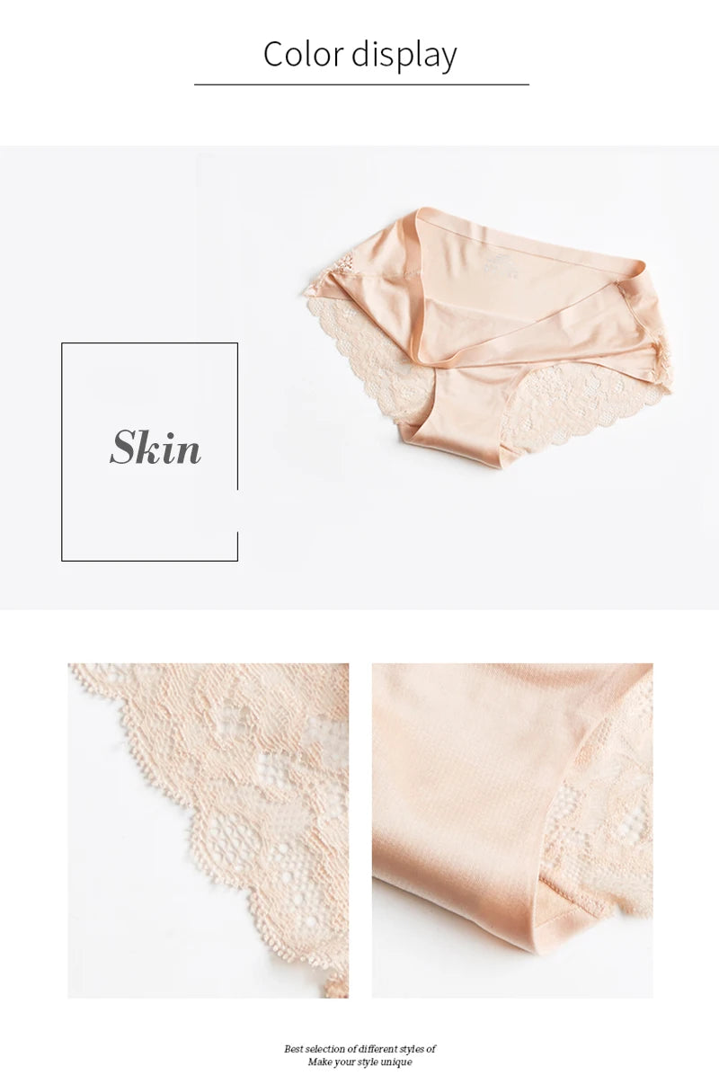 INTIMO SECRETS Lace Silk Panties – Plus Size Women’s Seamless Underwear 4XL