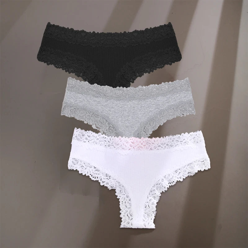 INTIMO SECRETS 3-Pack Women’s Floral Lace Cotton Panties – Sexy Soft Briefs S-XL