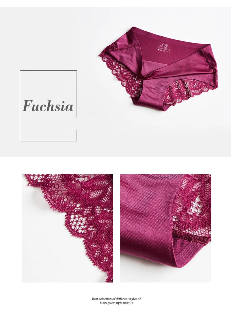 INTIMO SECRETS Lace Silk Panties – Plus Size Women’s Seamless Underwear 4XL