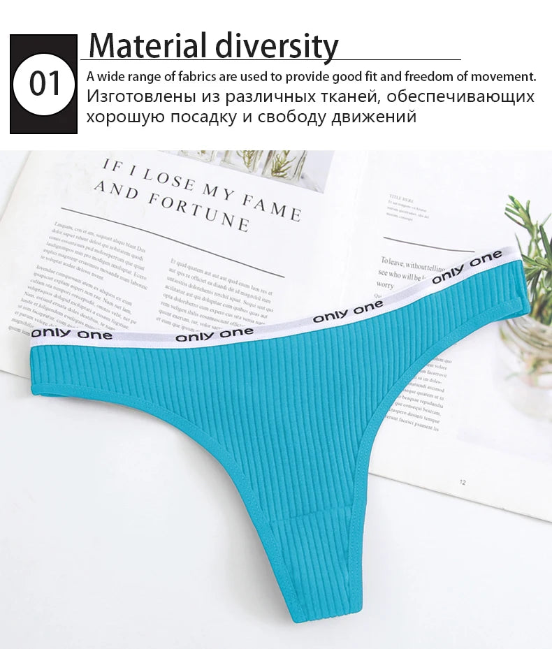 INTIMO SECRETS Cotton Soft Thong – Seamless Low-Rise Underwear for Women