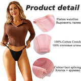 INTIMO SECRETS 4PCS Cotton Lace G-String – Low-Rise Thongs for Women