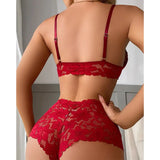 INTIMO SECRETS Women’s Transparent Lace Push-Up Bra & Panty Set