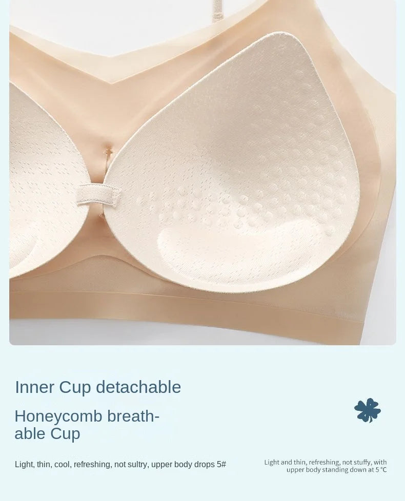 INTIMO SECRETS Ultra Thin Ice Silk Bra – Plus Size Wireless Padded Lingerie