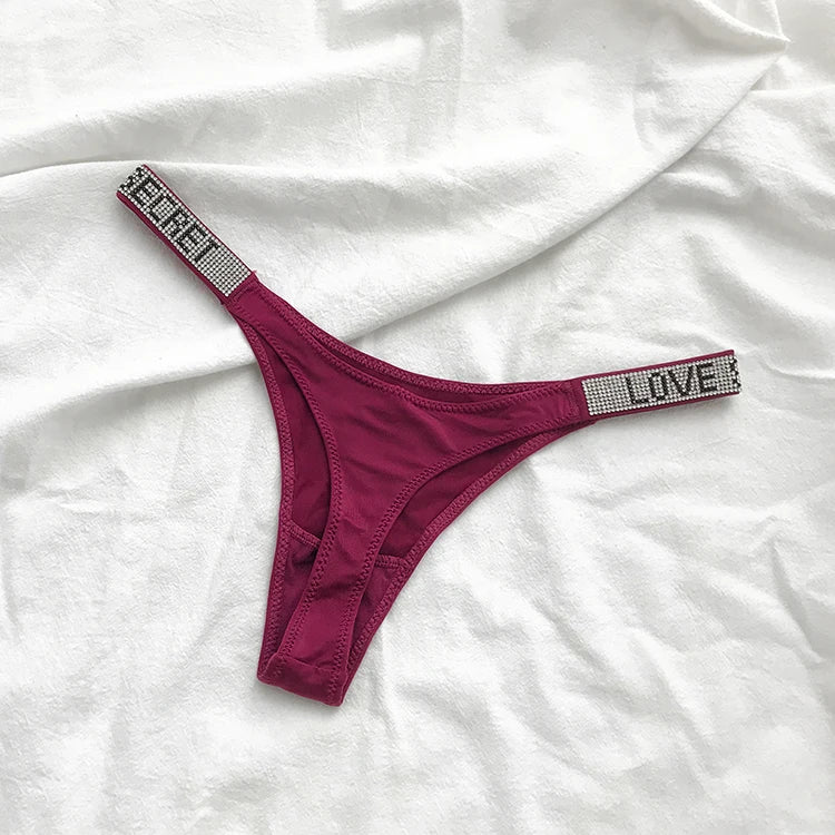 INTIMO SECRETS Rhinestone Letter G-String - Sexy Diamond Fitness Thong