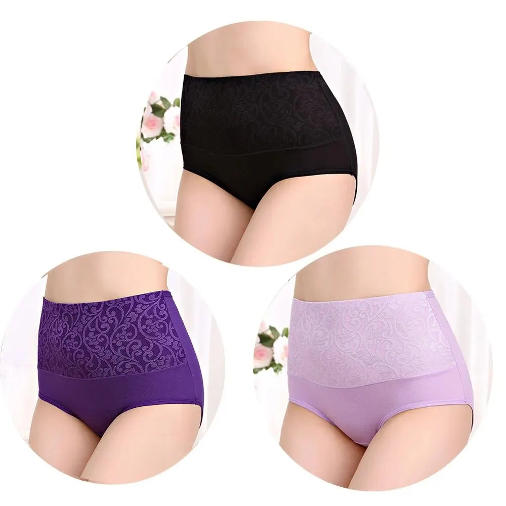 INTIMO SECRETS 3PCS High Waist Cotton Panties – Plus Size Women’s Lingerie