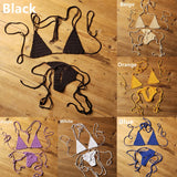 INTIMO SECRETS Women’s Hand-Crochet Bikini Set – Sexy Bohemian Beach Swimwear, Cotton Sportswear Accessories