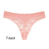 INTIMO SECRETS Plus Size Lace Cotton Thongs – Seamless T-Back G-String Underwear for Women 3PC