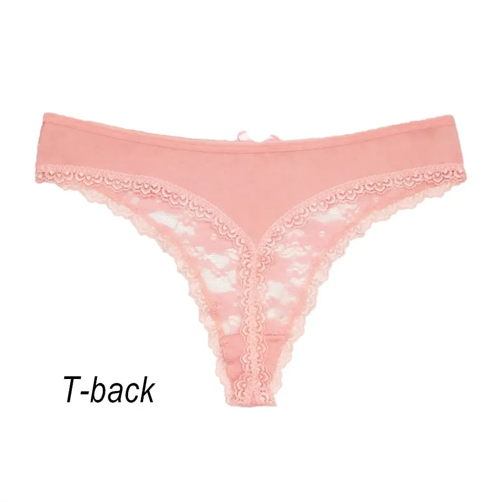 INTIMO SECRETS Plus Size Lace Cotton Thongs – Seamless T-Back G-String Underwear for Women 3PC