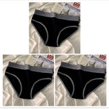 3Pcs/set Women's Panties Cotton Sports Briefs Middle Waist Solid Color Underwear Soft Breathable Underpants Female Sexy Lingerie