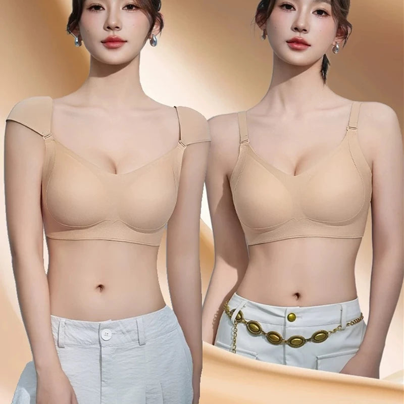 INTIMO SECRETS Seamless Invisible Bra – Supportive Comfort for Large Breasts & Small Shoulders with Removable Pads