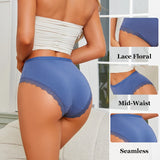 INTIMO SECRETS 3PCS Cotton Lace Panties – Plus Size Women’s Mid-Waist Lingerie