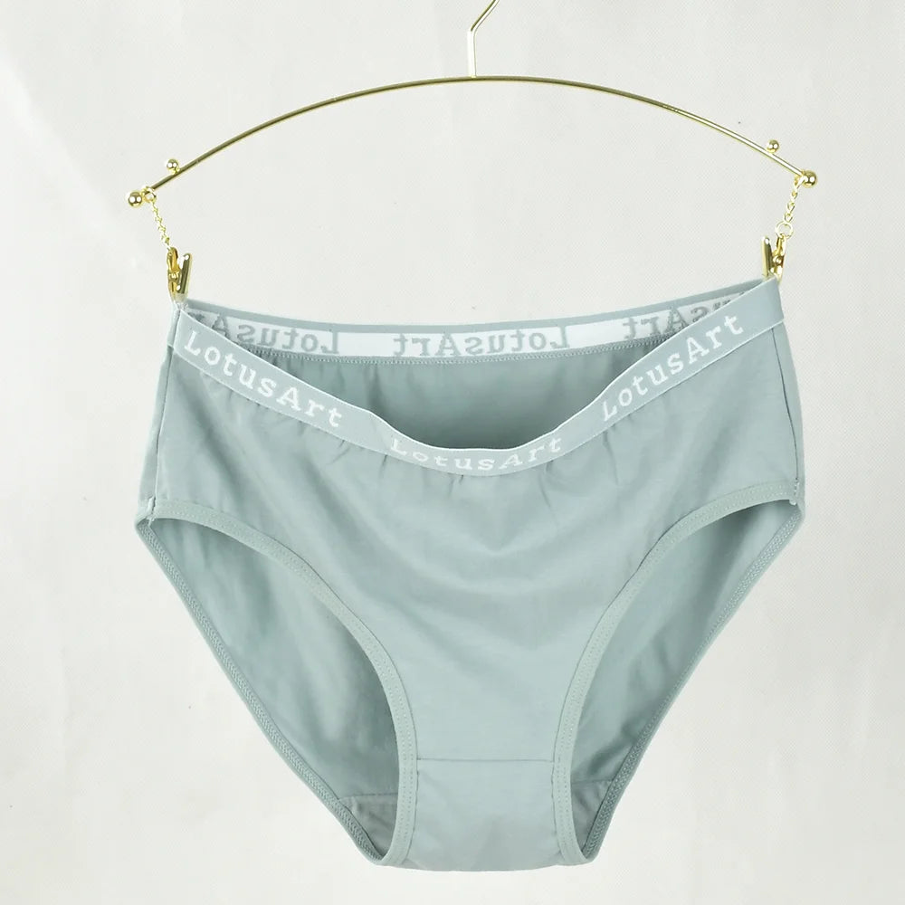 3PCS Women's Cotton Underwear High Elastic Letter Waistband Briefs Solid Color Fashionable Sports Soft Underwear