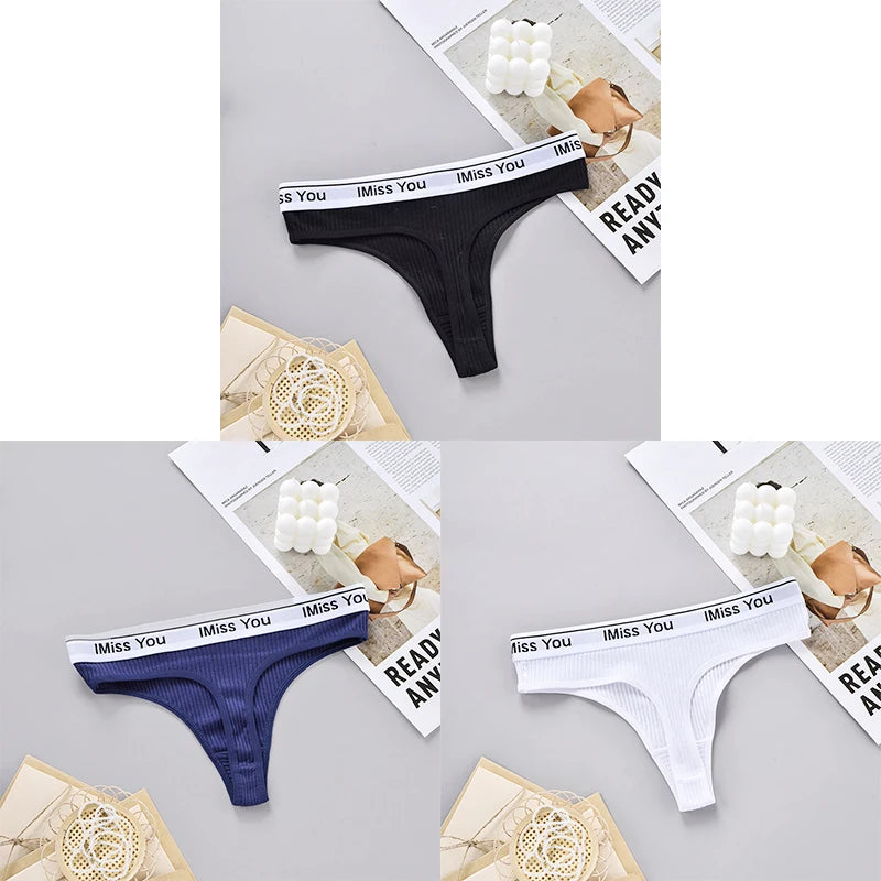 INTIMO SECRETS 3-Pack Women’s Cotton Thongs – Low-Waist, Soft & Comfortable G-String Panties