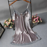 Cute Lace Camisola Patchwork Women's Nightgowns Silk Dress Bowknots Lingerie Nighty Women
