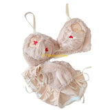 INTIMO SECRETS Anime Bear Plush Bra & Tie-Side Panty – Furry Lingerie Set