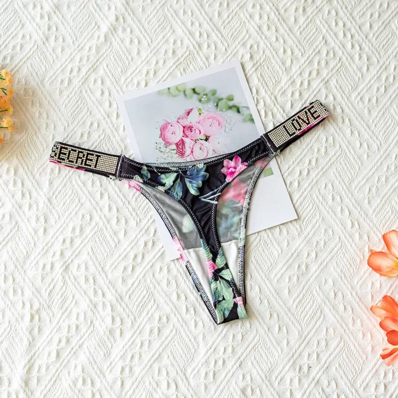 INTIMO SECRETS Sexy Rhinestone Low-Rise Thong for Women