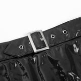 Womens Adult Sexy Thong Latex Panties Lingerie Wet Look Patent Leather Briefs Underwear Buckle Belted Pole Dance PVC Panties