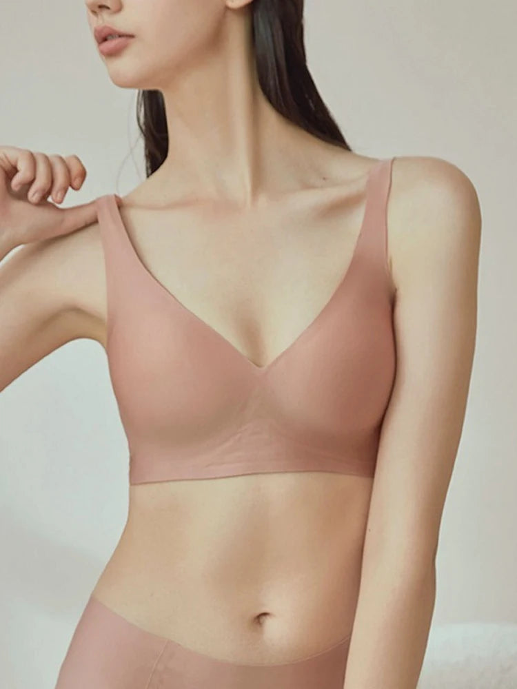 INTIMO SECRETS One-Piece Seamless Wireless Push-Up Bra Deep V Padded Bralette