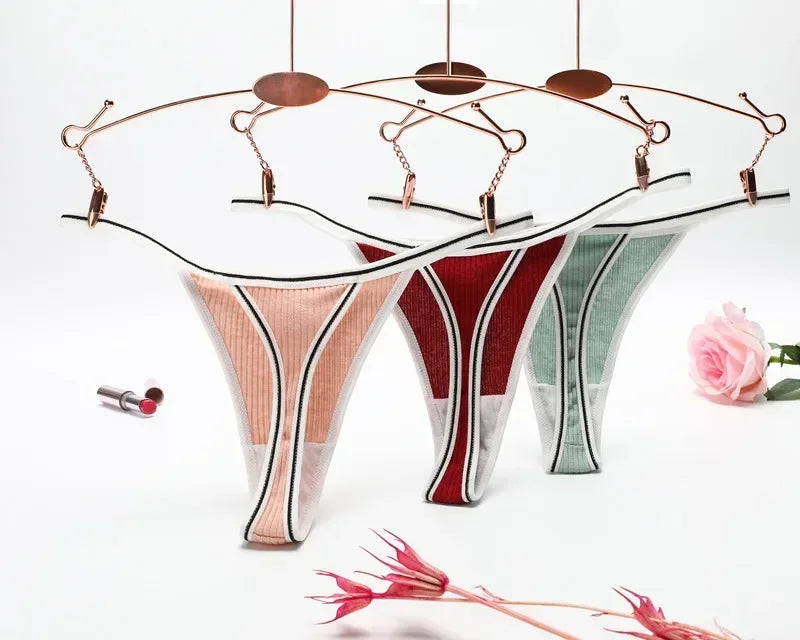 INTIMO SECREST Seamless Ribbed Cotton Thong Panties for Women