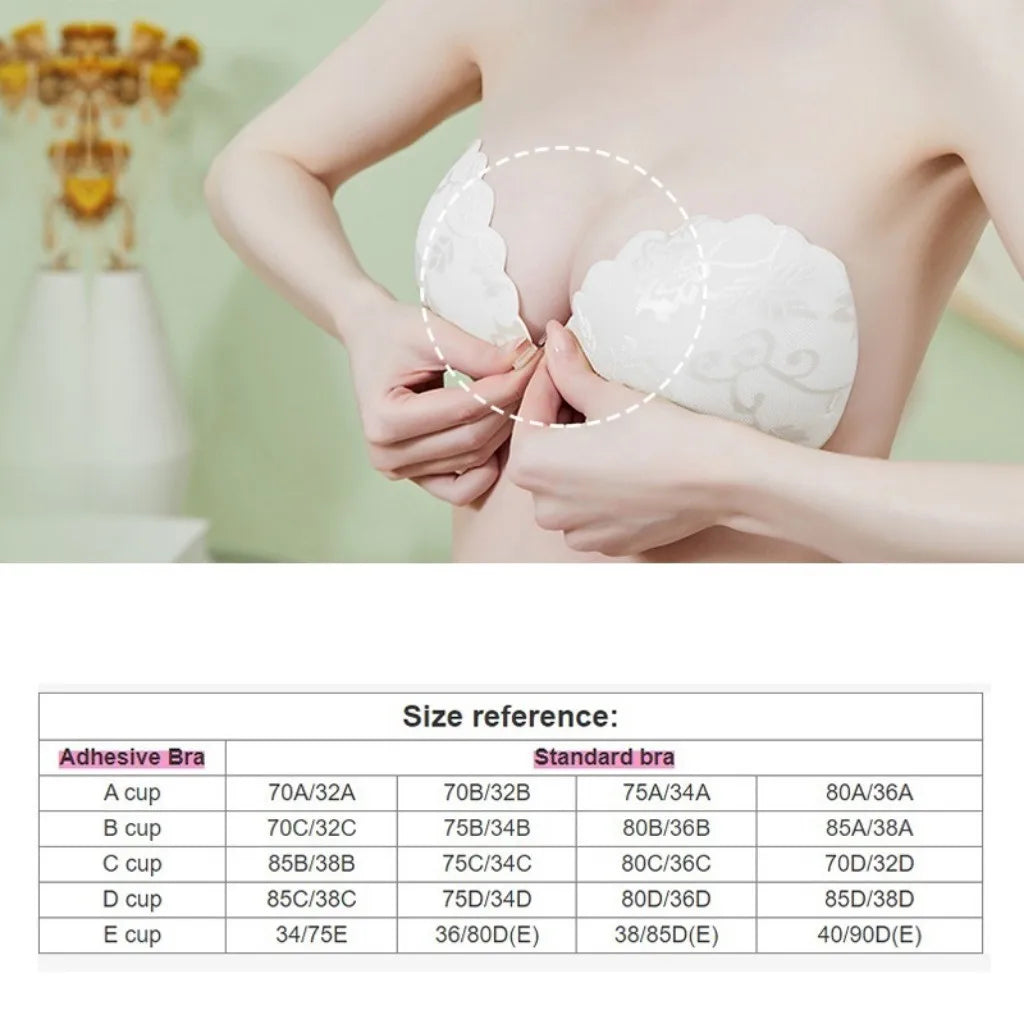 Adhesive Push Up Bra with Invisible Straps for Backless Outfits Silicone Nipple Bra Reusable Strapless Nipple Tape