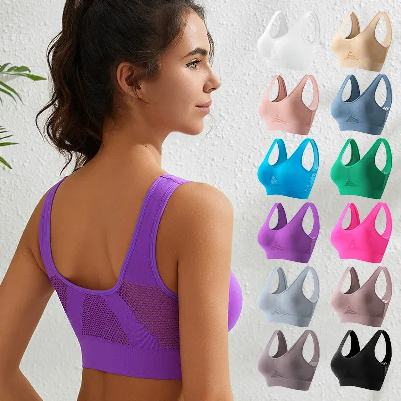 INTIMO SECRETS Women’s Wireless Sports Bra – Breathable Yoga Vest with Removable Pads