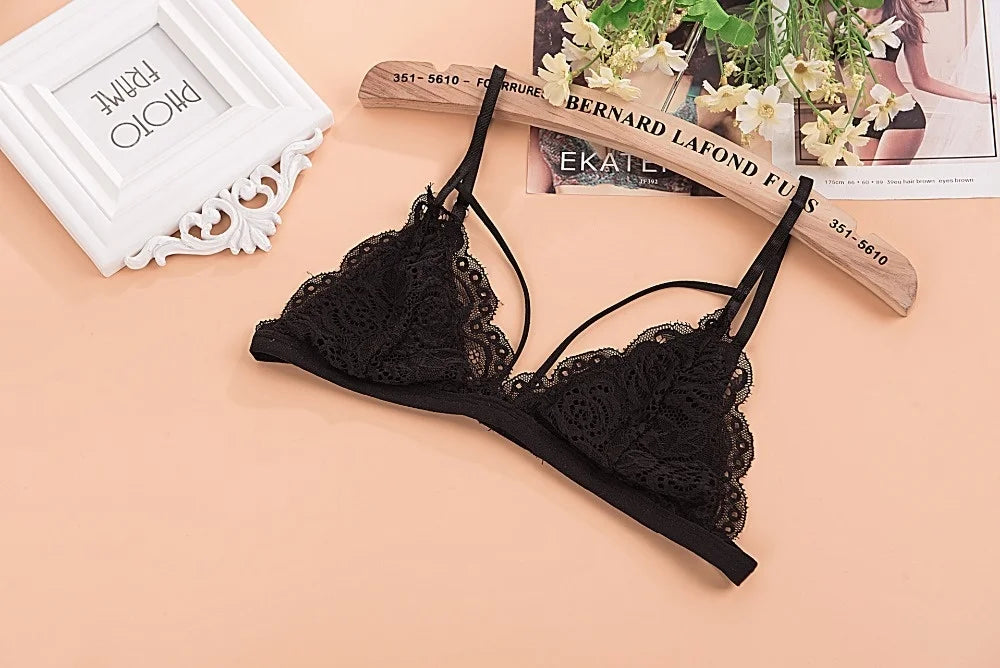 INTIMO SECRETS Women’s Transparent Lace Bra – Sexy Invisible Wire-Free Floral Bralette