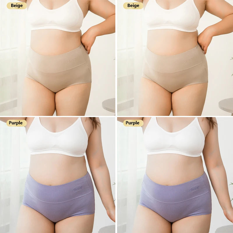 4Pcs High Waist Cotton Panties Women Underwear Body Shaper Soft Ladies Briefs Plus Size Sexy Panty Female Breathable Lingerie