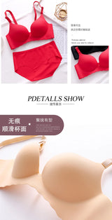 Sexy Push Up Bra Corset Wireless One-Piece Breathable Underwear Gathered Uphold Bra Set for Women Lingerie Seamless Bralette
