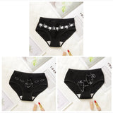 3 Pcs Cartoon Print Black Plus Size Triangle Underwear Cotton Panties Women's Breathable Soft Lingerie Girls Female Underpants