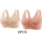INTIMO SECRETS Women’s Floral Wireless Bra – Breathable Comfortable Front-Button Traceless