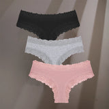 INTIMO SECRETS 3-Pack Women’s Floral Lace Cotton Panties – Sexy Soft Briefs S-XL