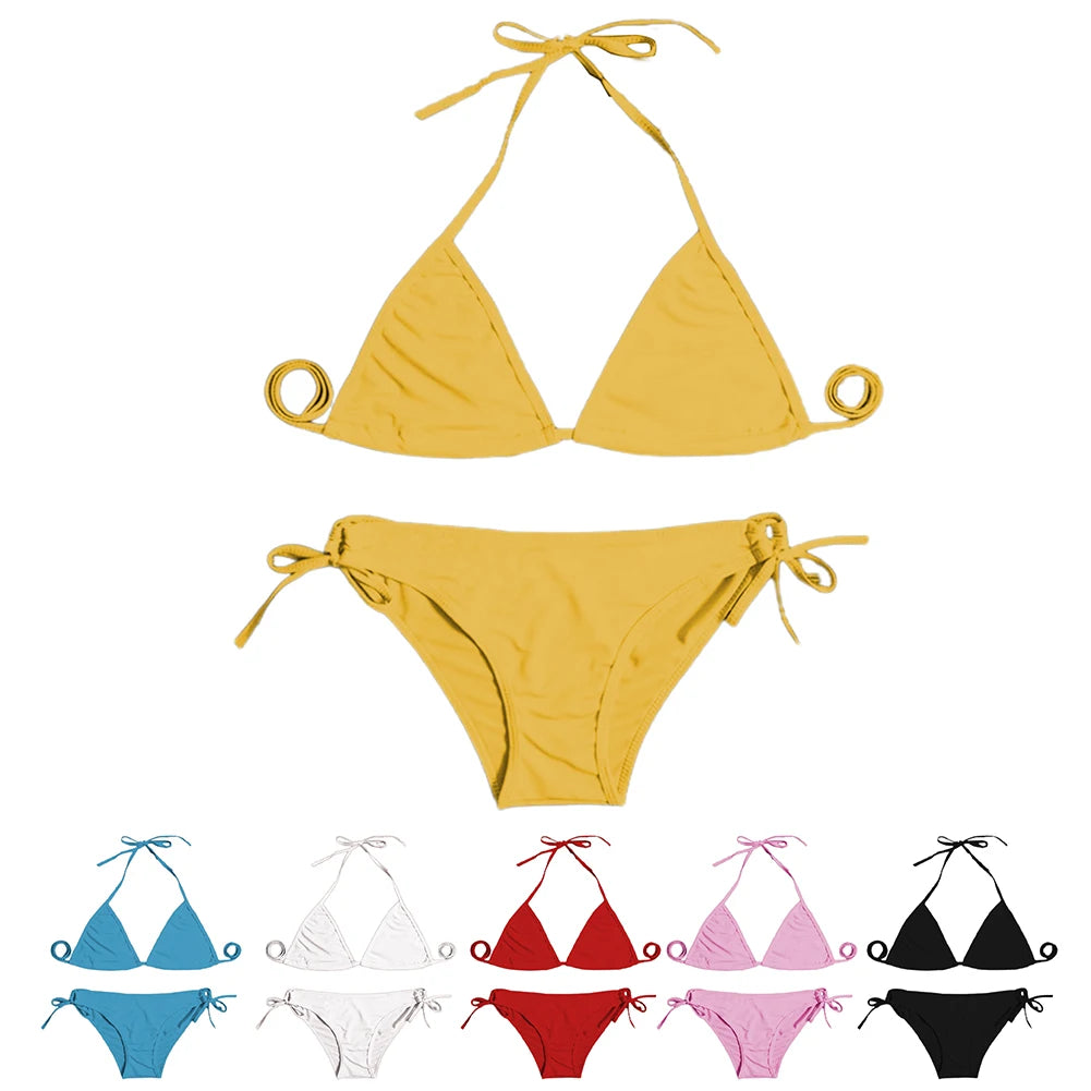 INTIMO SECRETS Women’s Thong Bikini Set – Sexy Bandage Brazilian Swimwear for Beach & Pool