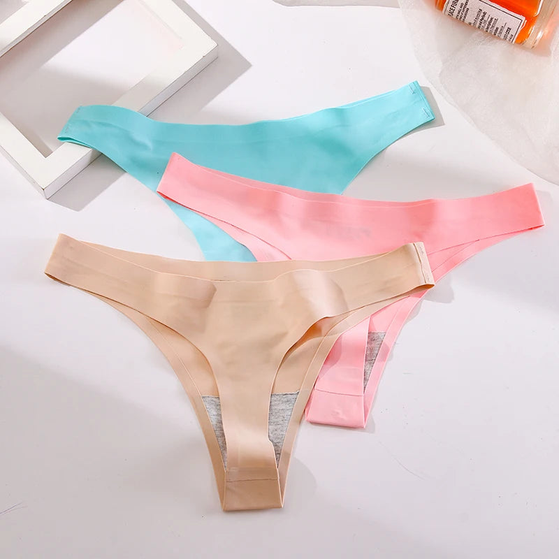INTIMO SECRETS 3PCS Silk Satin Thongs – Sexy Seamless G-String Underwear for Women