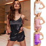 New Women Pajamas Lingerie Set Satin Silk Camisole Shorts Sets 2 Pieces Sleepwear Top And Shorts Nightwear Suits Sleeveless Tops