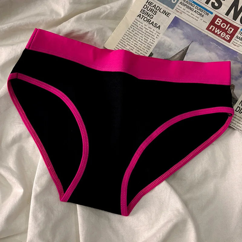 3Pcs/set Women's Panties Cotton Sports Briefs Middle Waist Solid Color Underwear Soft Breathable Underpants Female Sexy Lingerie