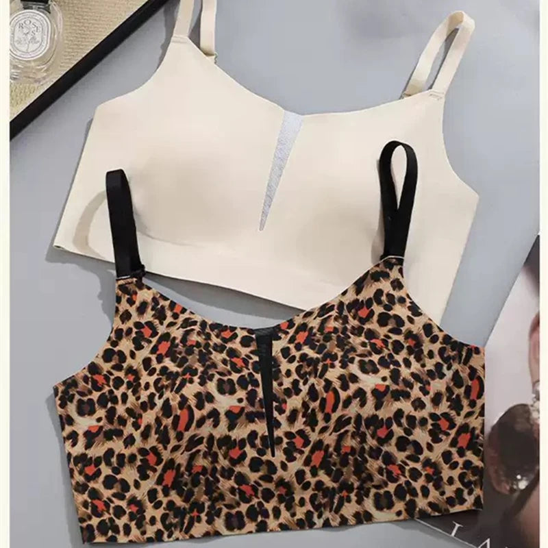 INTIMO SECRETS Leopard Print Push-Up Bra – Sexy Thin Style Wireless Lingerie for Women