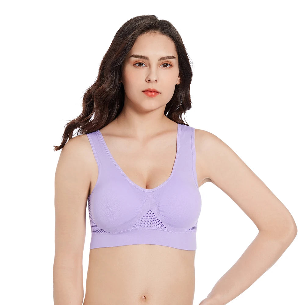INTIMO SECRETS Women’s Seamless Wireless Yoga Bra – Breathable Push-Up Sports Vest
