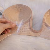 INTIMO SECRETS Strapless U-Shaped Silicone Bra – Invisible Adhesive Push-Up Backless Lifting Bralette