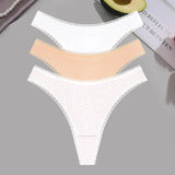 INTIMO SECRETS 3PCS Dot Print Thongs – Seamless Low-Waist Lace G-String Underwear for Women