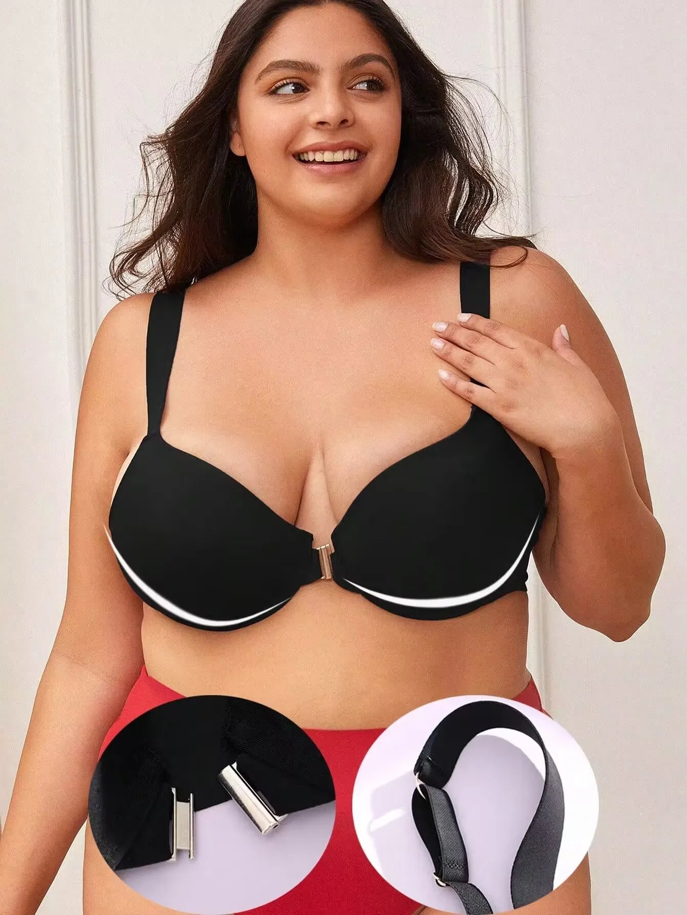 INTIMO SECRETS Front Buckle Shaper Bra - Smoothing Wide Band Plus Size
