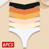 INTIMO SECRETS 6-Pack Women’s Seamless V-Waist Thongs – Ultra-Thin Summer G-String Panties