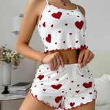 New Summer Thin Pajamas Solid Color Polyester Leisure Suit Homewear Set Sling Shorts Ladies