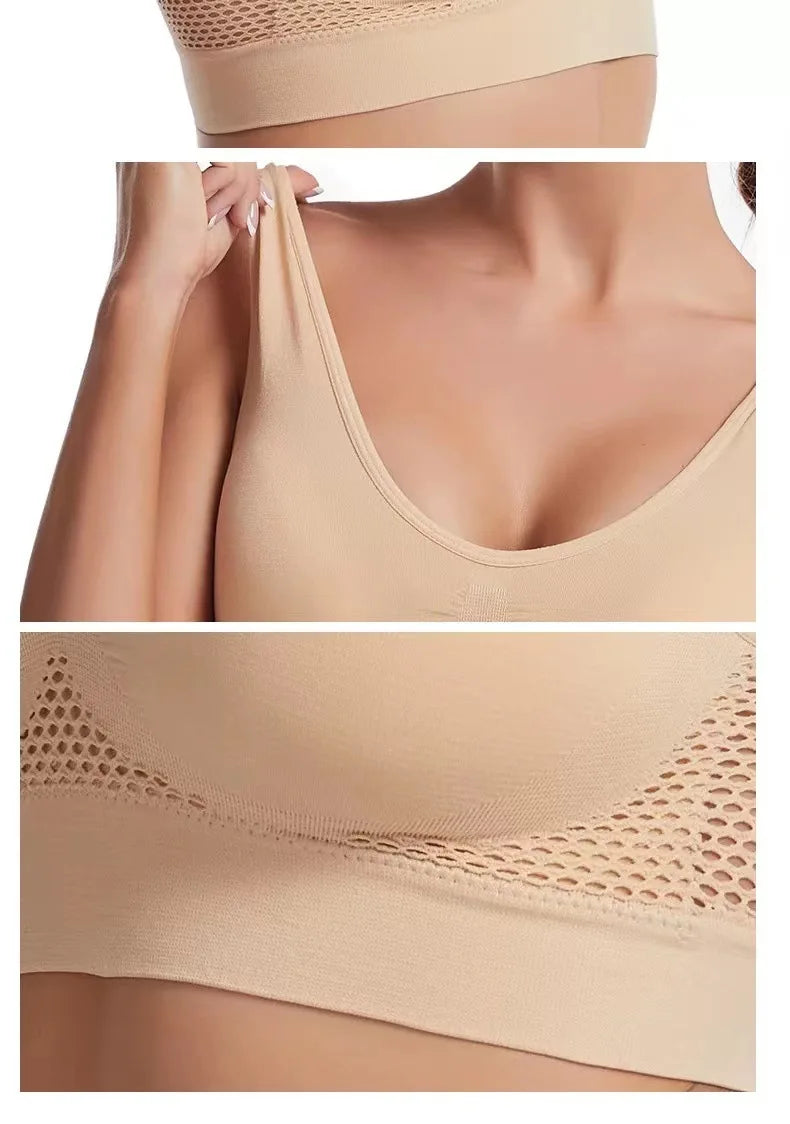 INTIMO SECRETS Seamless Push-Up Mesh Bra – Breathable Sports Bralette