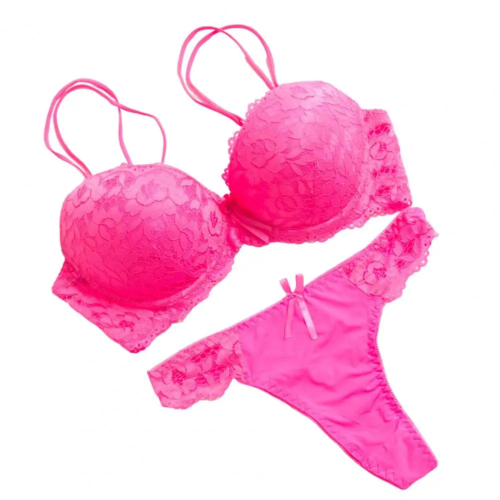 INTIMO SECRETS 2024 Floral Lace Push-Up Bra & Panties Set for Women