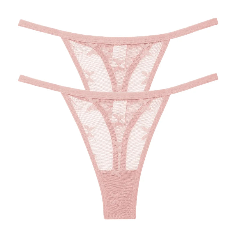 INTIMO SECRETS 2PCS Mesh Thongs – Transparent Seamless G-String Underwear for Women S-XL